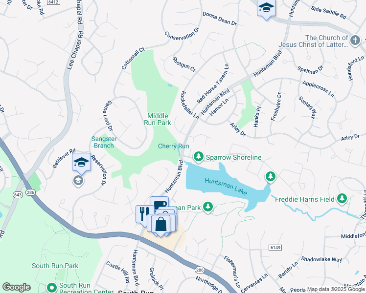 map of restaurants, bars, coffee shops, grocery stores, and more near in Burke