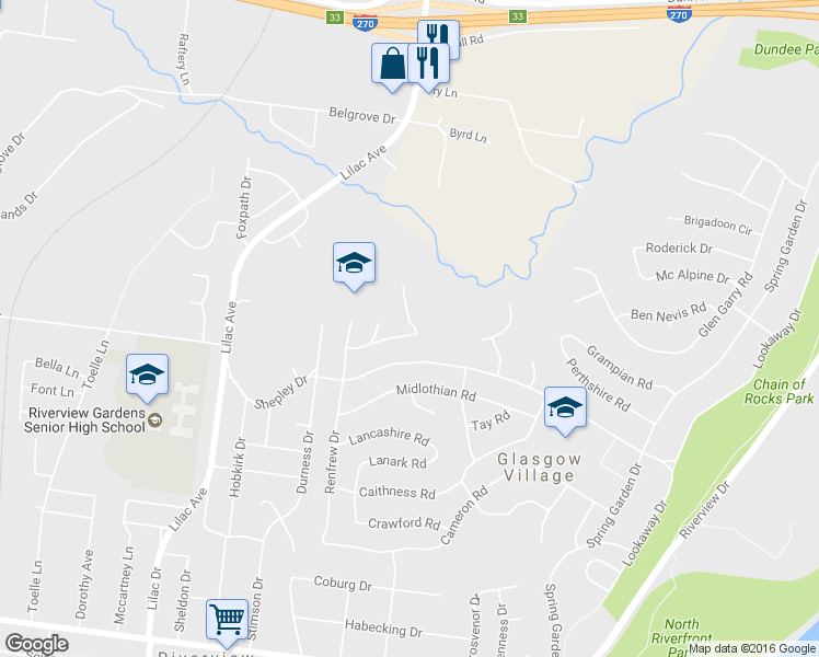 map of restaurants, bars, coffee shops, grocery stores, and more near 401 Macdougall Drive in St. Louis
