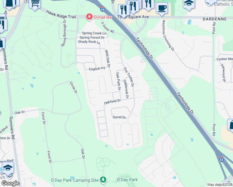 map of restaurants, bars, coffee shops, grocery stores, and more near 8018 Oakway Drive in O'Fallon