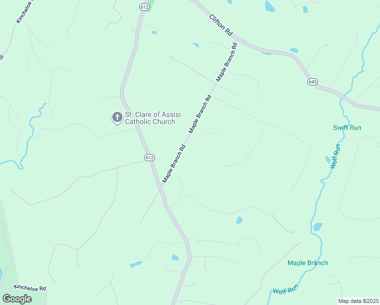 map of restaurants, bars, coffee shops, grocery stores, and more near 7617 Maple Branch Road in Clifton