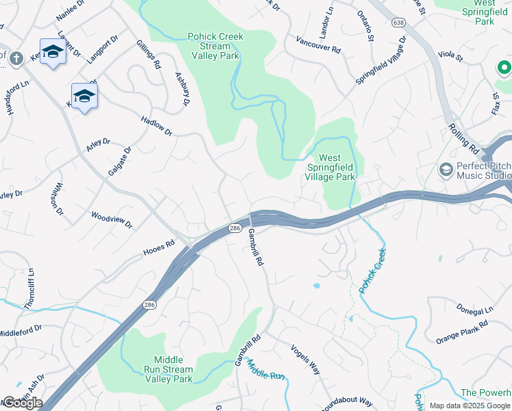 map of restaurants, bars, coffee shops, grocery stores, and more near 7297 Olde Lantern Way in Springfield