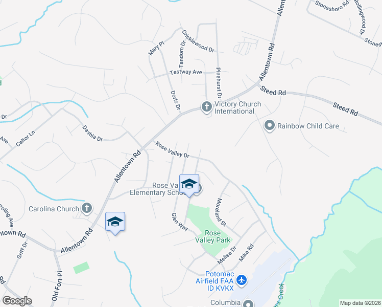 map of restaurants, bars, coffee shops, grocery stores, and more near 2710 Rose Valley Drive in Fort Washington