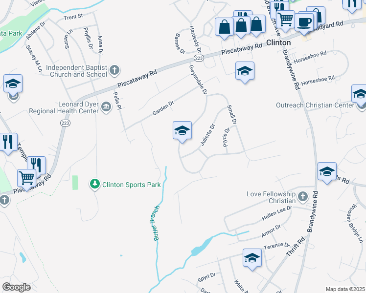 map of restaurants, bars, coffee shops, grocery stores, and more near in Clinton