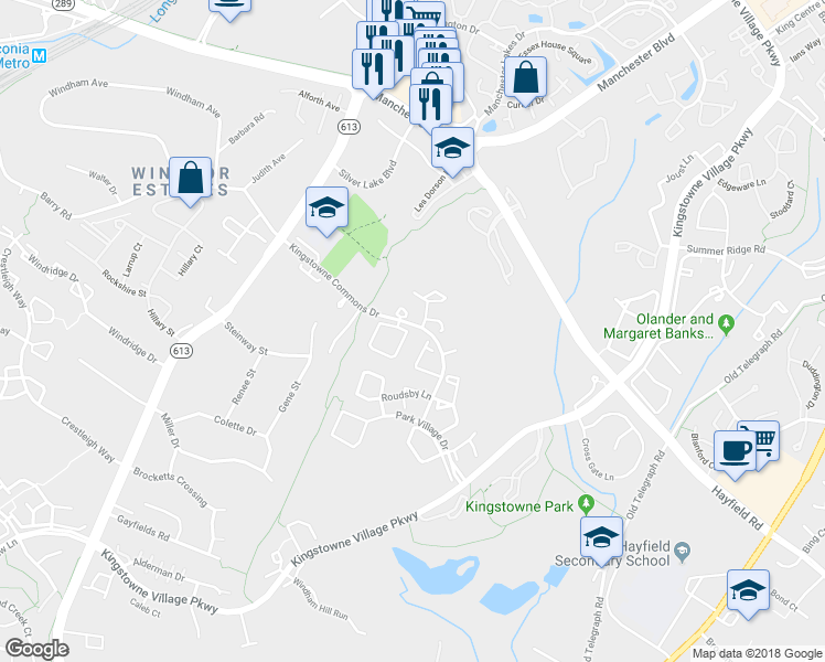 map of restaurants, bars, coffee shops, grocery stores, and more near 7496 Gadsby Square in Alexandria