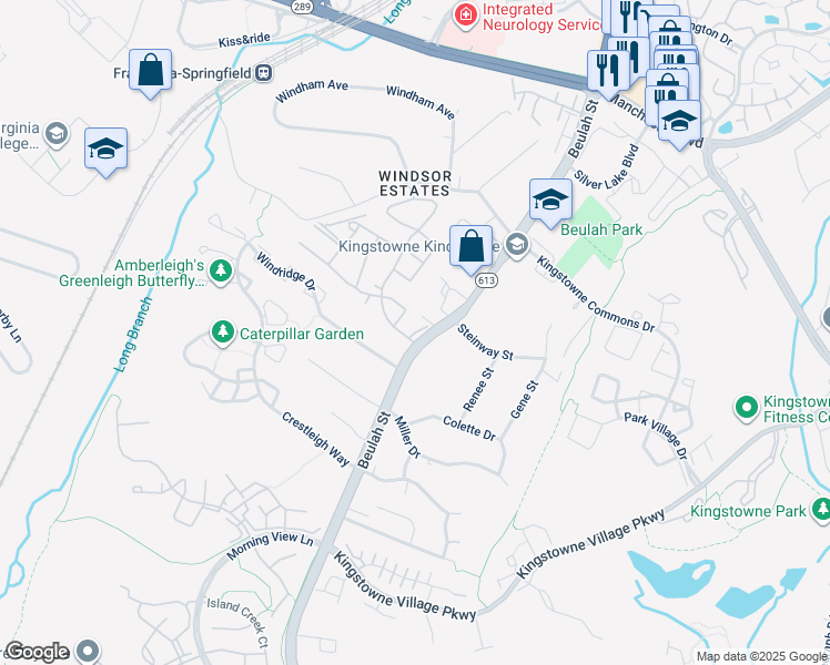 map of restaurants, bars, coffee shops, grocery stores, and more near 7340 Beulah Street in Alexandria