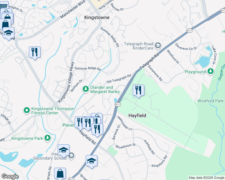 map of restaurants, bars, coffee shops, grocery stores, and more near 5623 Glenwood Mews Drive in Alexandria