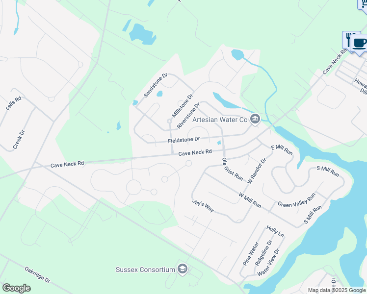 map of restaurants, bars, coffee shops, grocery stores, and more near 16744 Flatstone Circle in Milton