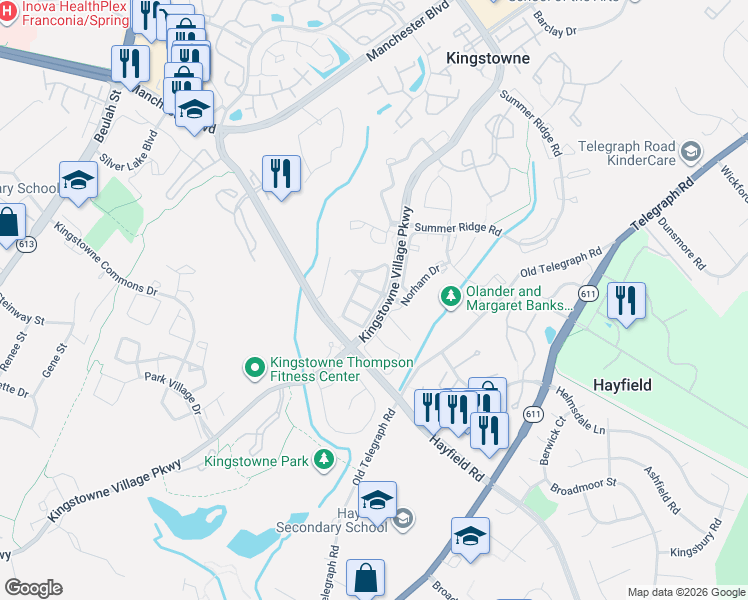 map of restaurants, bars, coffee shops, grocery stores, and more near 36 Bradmore Street in Alexandria