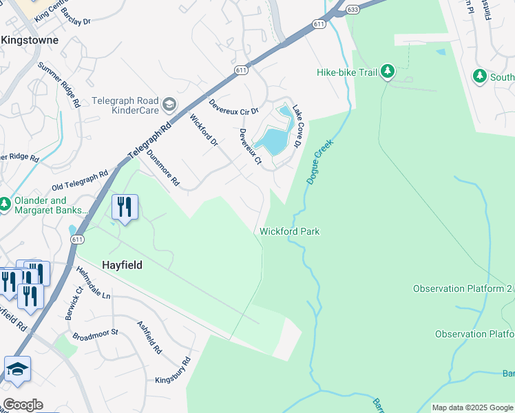 map of restaurants, bars, coffee shops, grocery stores, and more near 7334 Wickford Drive in Alexandria