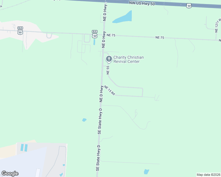 map of restaurants, bars, coffee shops, grocery stores, and more near 1127 Northeast 15 Road in Knob Noster