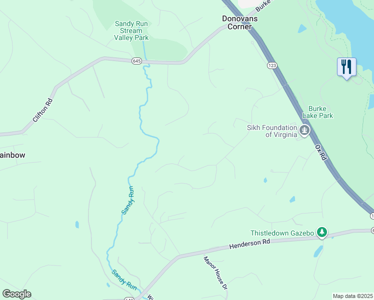 map of restaurants, bars, coffee shops, grocery stores, and more near 10650 Canterberry Road in Fairfax Station