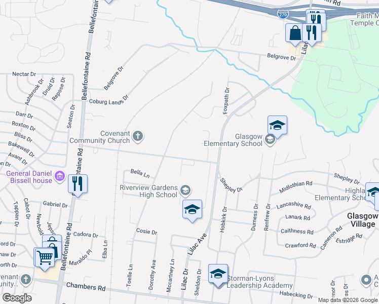 map of restaurants, bars, coffee shops, grocery stores, and more near 1229 Shepley Drive in St. Louis