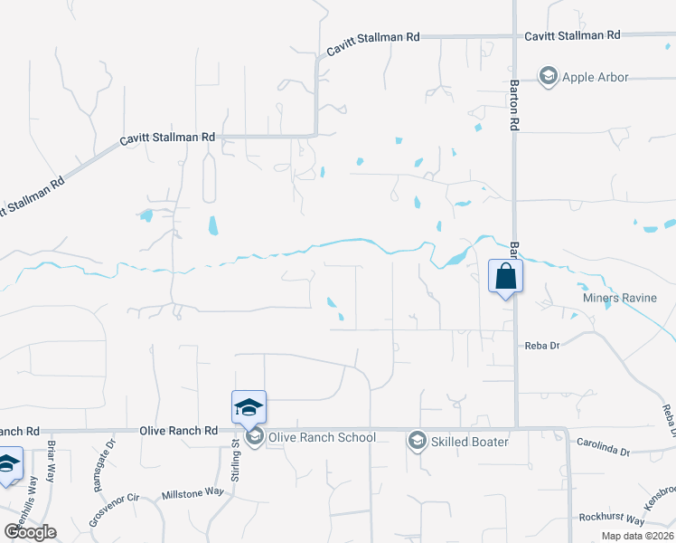 map of restaurants, bars, coffee shops, grocery stores, and more near 7615 Rose Springs Lane in Granite Bay