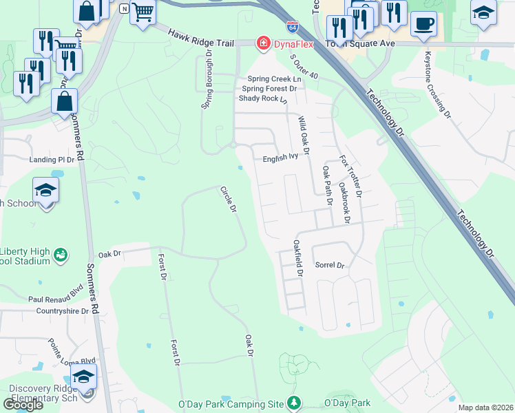 map of restaurants, bars, coffee shops, grocery stores, and more near 534 Springhurst Parkway in O'Fallon