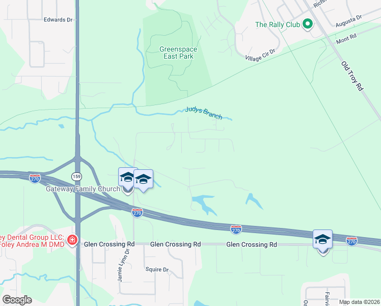 map of restaurants, bars, coffee shops, grocery stores, and more near 9 Kaman Drive in Glen Carbon