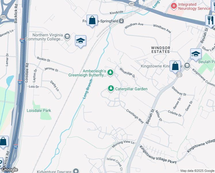 map of restaurants, bars, coffee shops, grocery stores, and more near 6542 Birchleigh Way in Alexandria