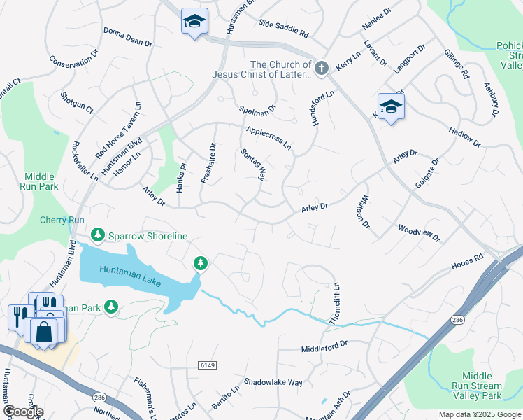 map of restaurants, bars, coffee shops, grocery stores, and more near 8821 Newport Court in Springfield