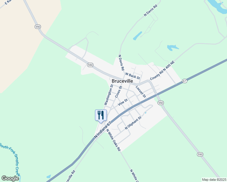 map of restaurants, bars, coffee shops, grocery stores, and more near 506 Century Street in Bruceville