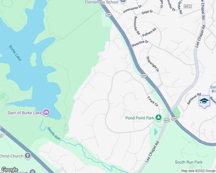map of restaurants, bars, coffee shops, grocery stores, and more near 9746 South Park Circle in Fairfax Station