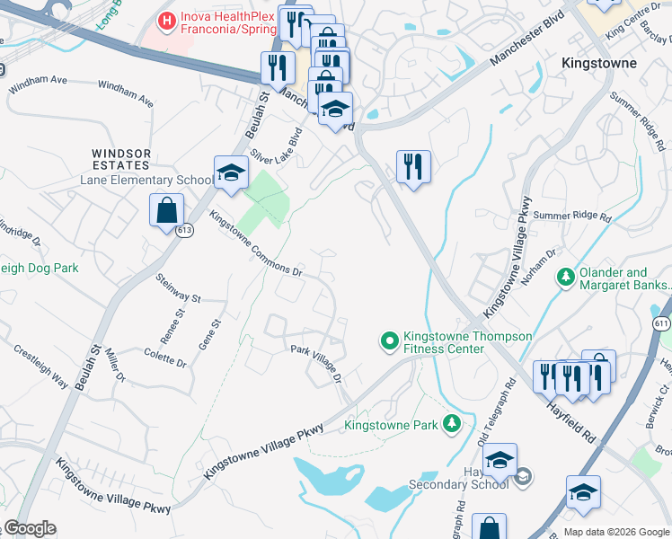 map of restaurants, bars, coffee shops, grocery stores, and more near 6115 Bricker Lane in Alexandria