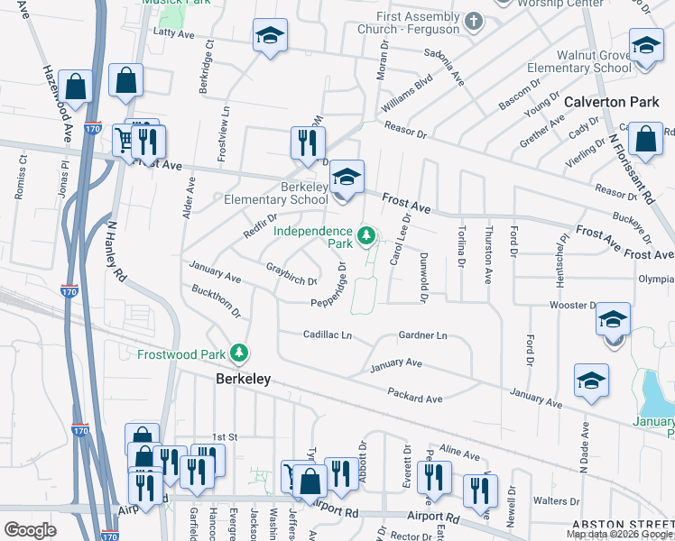map of restaurants, bars, coffee shops, grocery stores, and more near 6625 Pepperidge Drive in Berkeley