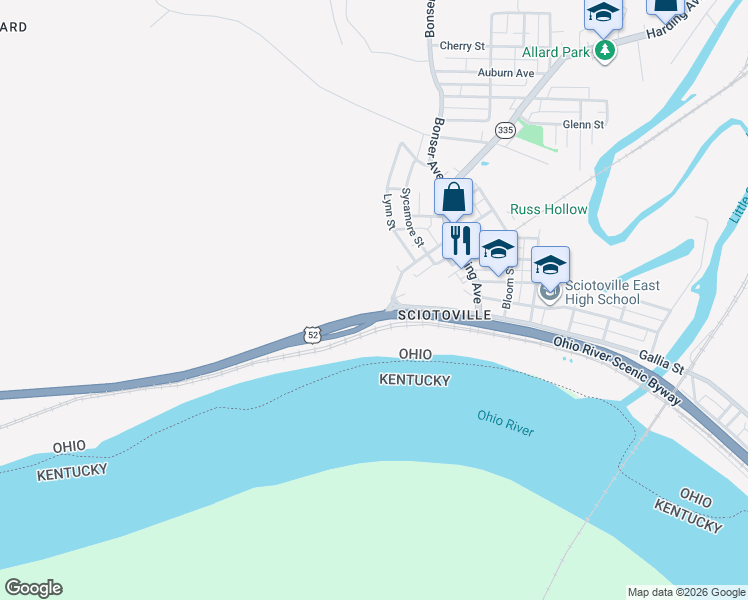 map of restaurants, bars, coffee shops, grocery stores, and more near 5303 Winchester Avenue in Portsmouth