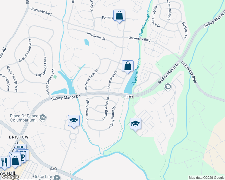 map of restaurants, bars, coffee shops, grocery stores, and more near 12205 Desoto Falls Court in Bristow