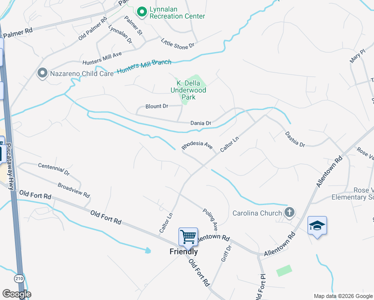 map of restaurants, bars, coffee shops, grocery stores, and more near 1730 Rhodesia Avenue in Fort Washington
