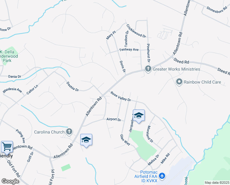 map of restaurants, bars, coffee shops, grocery stores, and more near 2604 Rose Valley Drive in Fort Washington