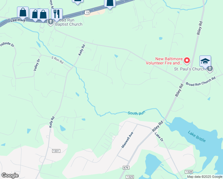 map of restaurants, bars, coffee shops, grocery stores, and more near 5023 Hummingbird Lane in Warrenton