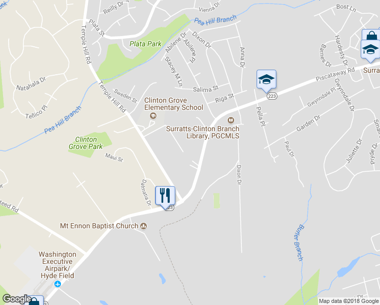 map of restaurants, bars, coffee shops, grocery stores, and more near 9544 Badger Avenue in Clinton