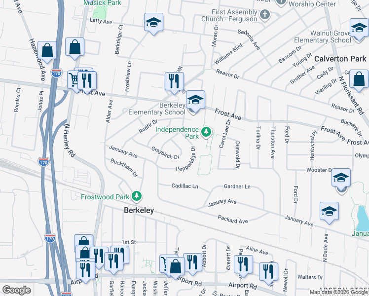 map of restaurants, bars, coffee shops, grocery stores, and more near 6625 Pepperidge Drive in Berkeley