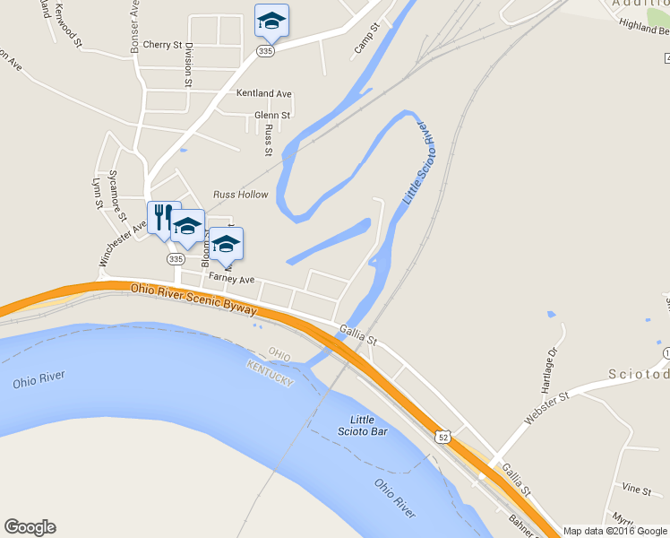 map of restaurants, bars, coffee shops, grocery stores, and more near 5955 Woodland Avenue in Portsmouth