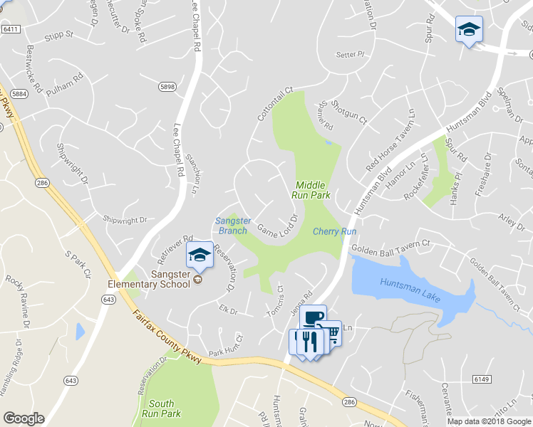 map of restaurants, bars, coffee shops, grocery stores, and more near 7209 Trappers Place in Springfield