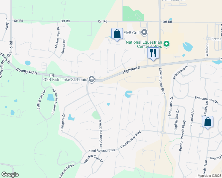 map of restaurants, bars, coffee shops, grocery stores, and more near 231 Greengate Drive in Lake Saint Louis