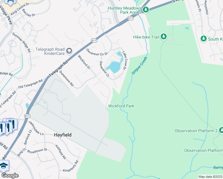 map of restaurants, bars, coffee shops, grocery stores, and more near 7327 Wickford Drive in Alexandria