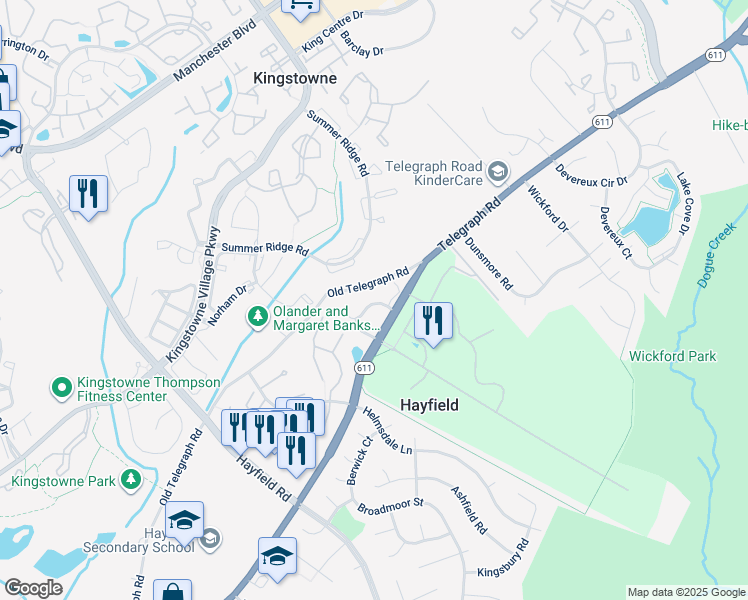 map of restaurants, bars, coffee shops, grocery stores, and more near 5602 Glenwood Mews Drive in Alexandria