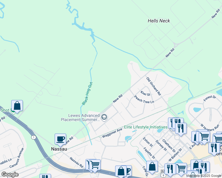 map of restaurants, bars, coffee shops, grocery stores, and more near 31199 Wiltbank Avenue in Lewes