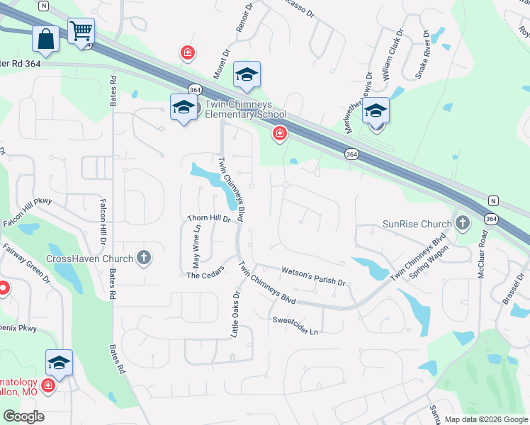 map of restaurants, bars, coffee shops, grocery stores, and more near 784 Wilbie Court in O'Fallon