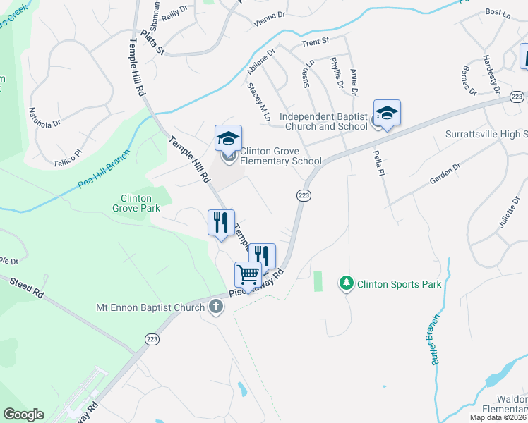 map of restaurants, bars, coffee shops, grocery stores, and more near 9537 Badger Avenue in Clinton
