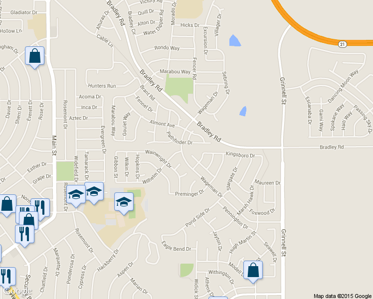 map of restaurants, bars, coffee shops, grocery stores, and more near 1072 Red Brooke Drive in Colorado Springs
