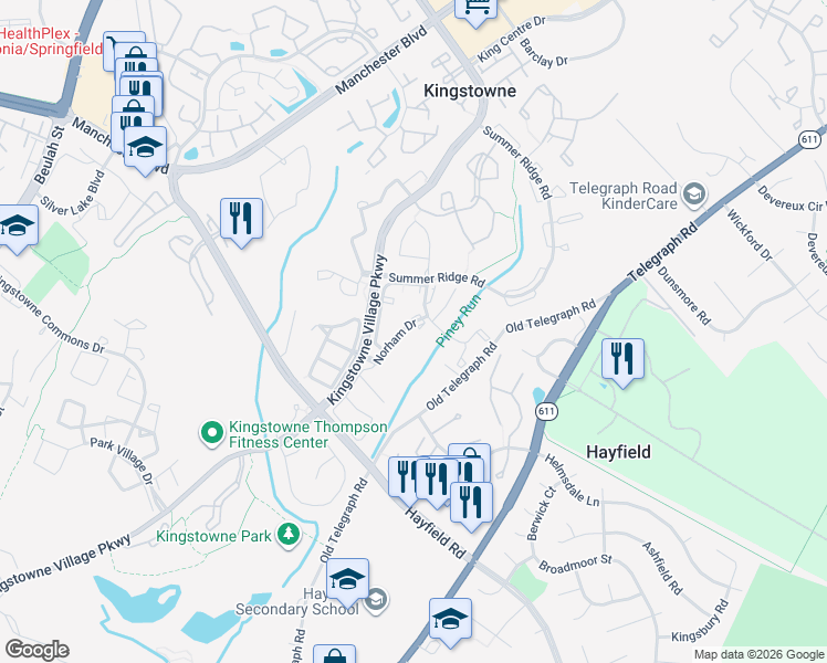 map of restaurants, bars, coffee shops, grocery stores, and more near 7321 Castleberg Court in Alexandria