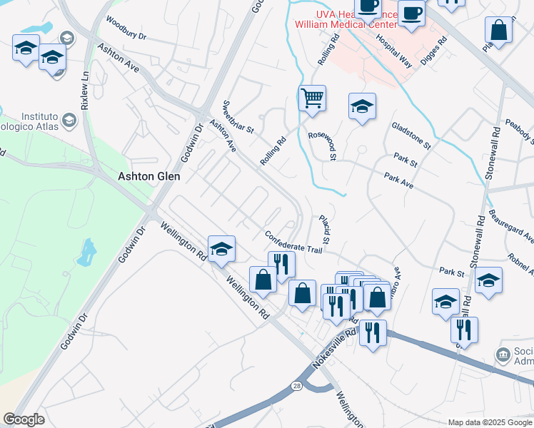 map of restaurants, bars, coffee shops, grocery stores, and more near 9077 McClellan Common in Manassas