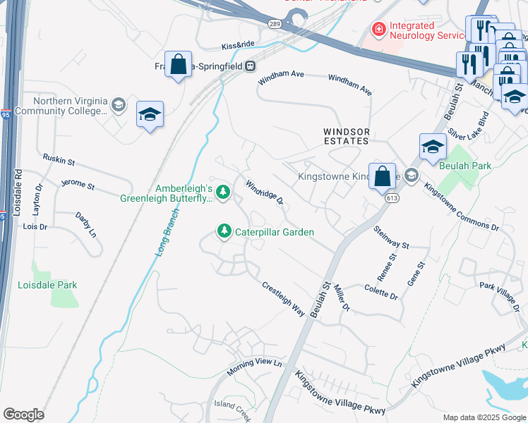 map of restaurants, bars, coffee shops, grocery stores, and more near 7331 Crestleigh Circle in Alexandria