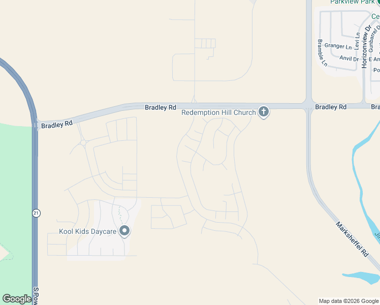 map of restaurants, bars, coffee shops, grocery stores, and more near Bradley Road in Colorado Springs