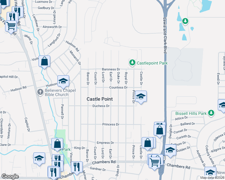 map of restaurants, bars, coffee shops, grocery stores, and more near 10333 Duke Drive in St. Louis