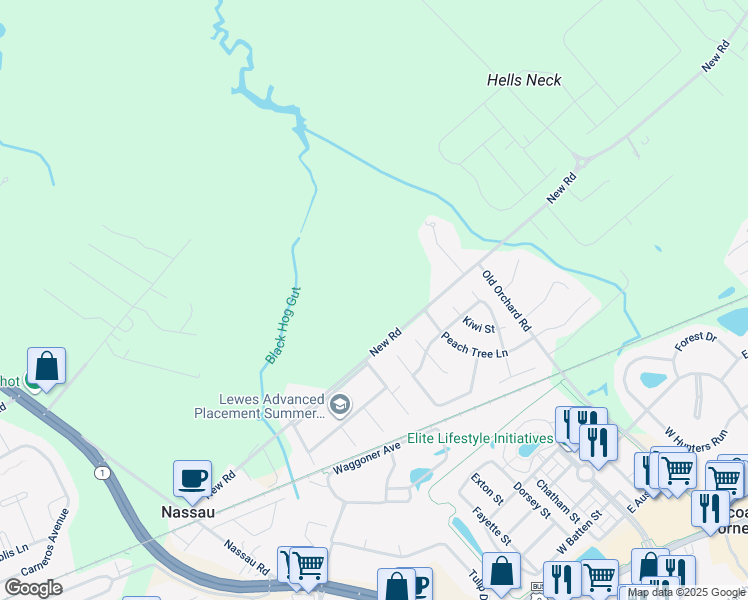 map of restaurants, bars, coffee shops, grocery stores, and more near 31223 Wiltbank Avenue in Lewes