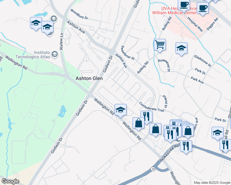 map of restaurants, bars, coffee shops, grocery stores, and more near 9078 Reynolds Place in Manassas