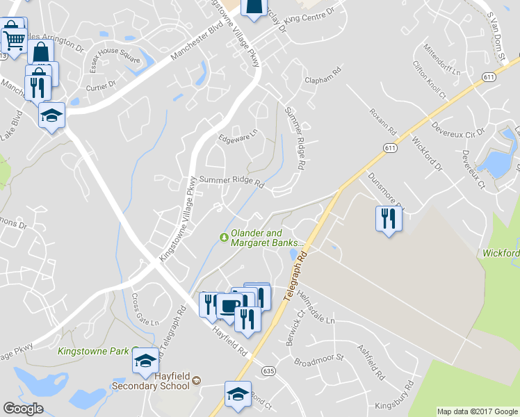 map of restaurants, bars, coffee shops, grocery stores, and more near 5848 Wescott Hills Way in Alexandria
