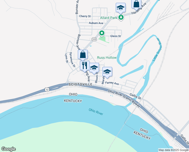 map of restaurants, bars, coffee shops, grocery stores, and more near 5540 3rd Street in Portsmouth